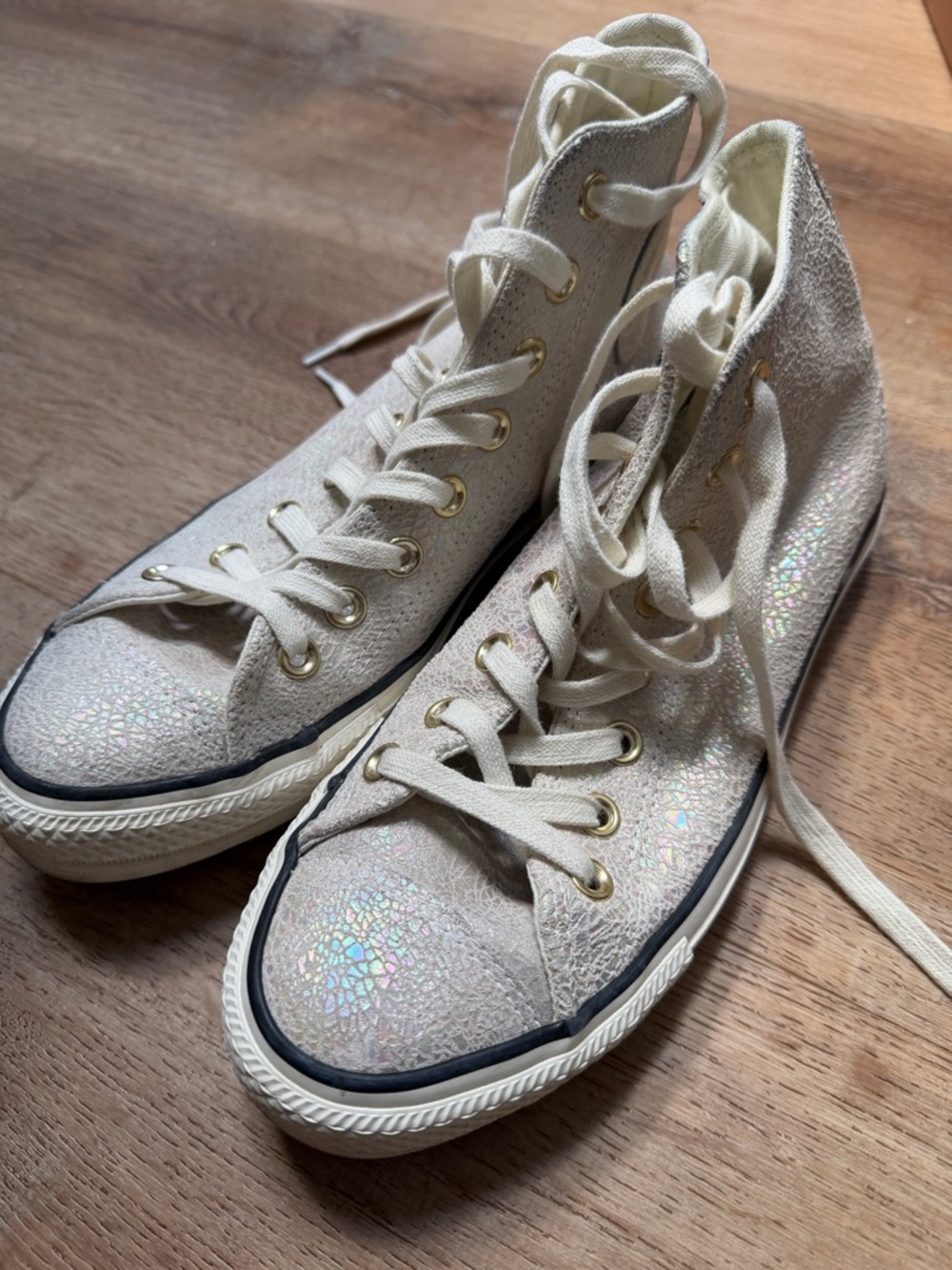Converse Iridescent Cream High-Top Sneakers